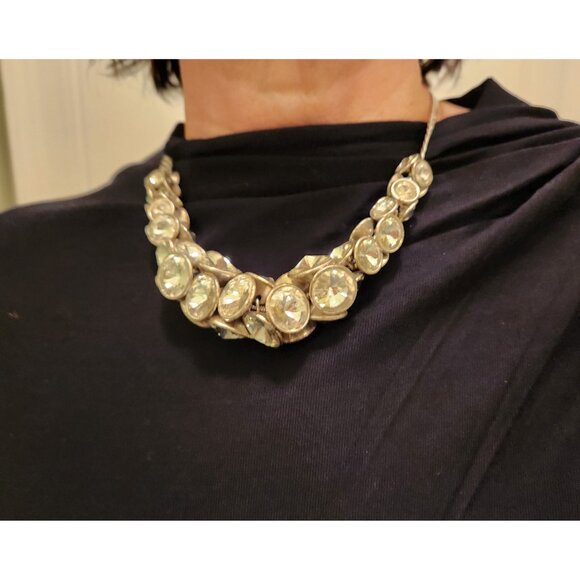 Fossil Vintage Rivoli Cluster Bezel Graduated Crystal Statement Choker Necklace - Picture 3 of 9